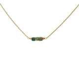 Collier doré trois tourmaline  carrées 40 cm