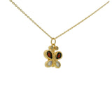 Collier papillon doré grenat et pierre de lune avec zircons 42 cm