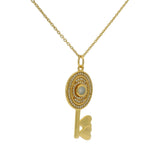 Collier doré clé labradorite et zircons 42 cm