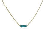 Collier doré petites pierres en apatite 40 cm