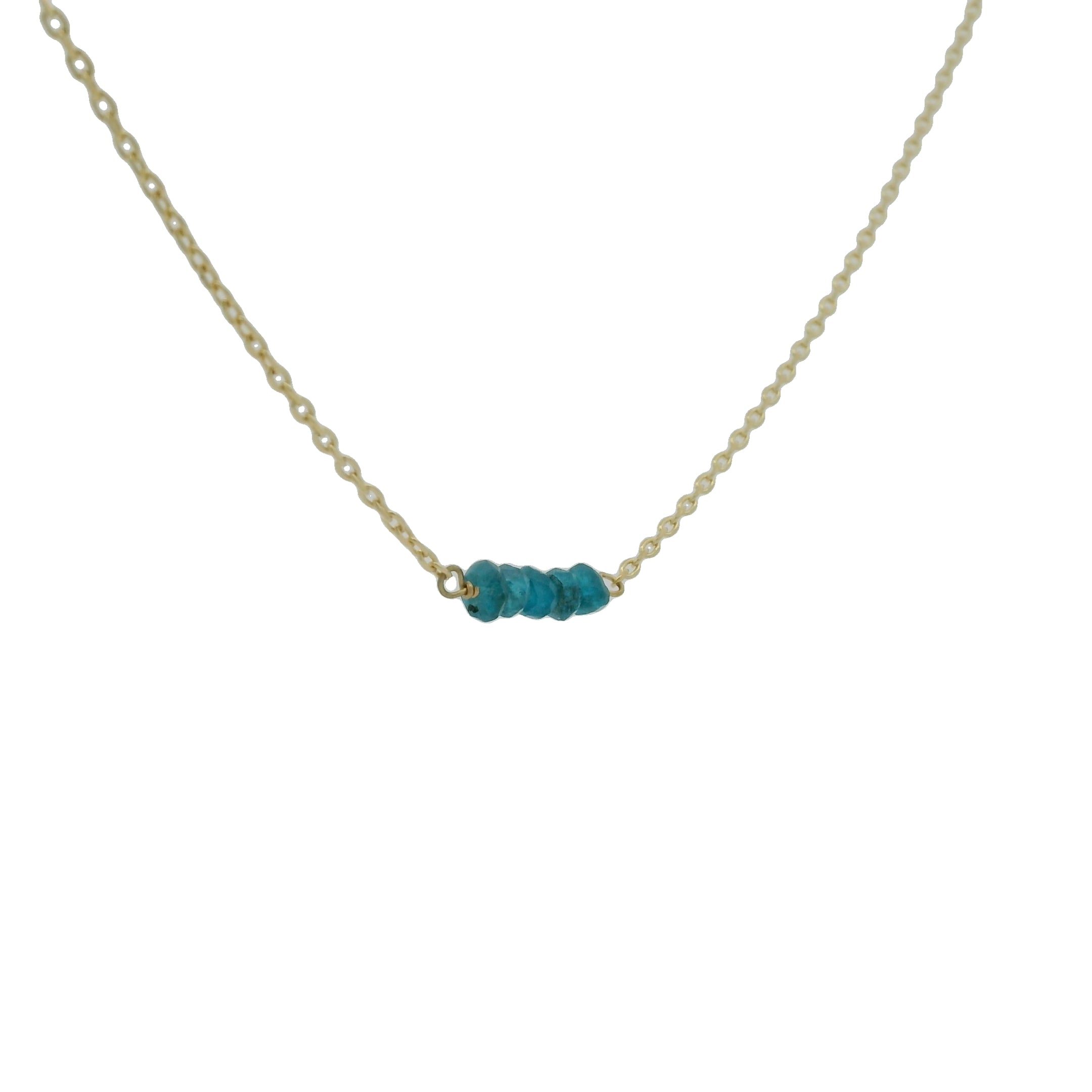 Collier doré petites pierres en apatite 40 cm