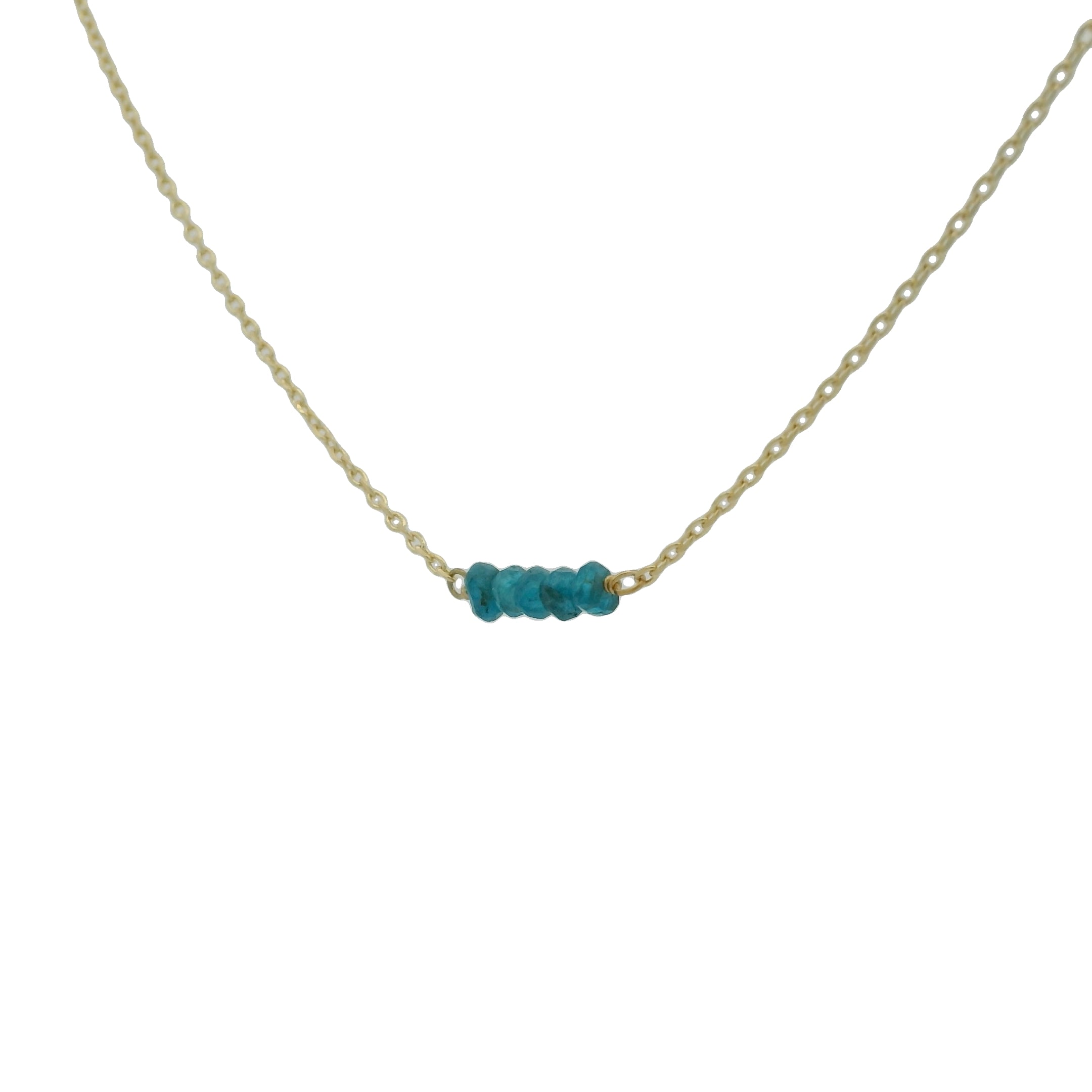 Collier doré petites pierres en apatite 40 cm
