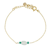 Bracelet doré avec prehnite et onyx verte