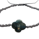 Natural stone cord and clover bracelet