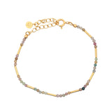 Bracelet doré en pierres naturelles et tubes dorés