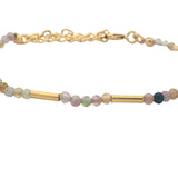 Bracelet doré en pierres naturelles et tubes dorés