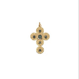 Charms doré croix martelée avec onyx noire