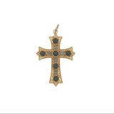 Charms doré croix baroque avec onyx noire et labradorite