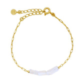 Bracelet doré trilogie de quartz rose en rectangle