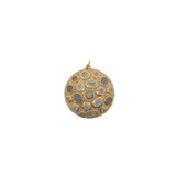 Charms doré grand médaillon avec labradorite et pierre de lune