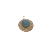 Charms doré médaillon avec labradorite et zircons