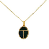 Collier doré scarabée labradorite et zircons 42 cm