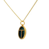 Collier doré scarabée labradorite et zircons 42 cm