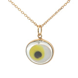 Collier doré oeil coloré verre soufflé transparent