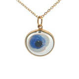 Collier doré oeil coloré verre soufflé transparent