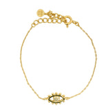 Bracelet doré oeil cils boules et zircons blancs