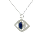 Collier argent 925 oeil XL lapis lazulis et zircons 42 cm