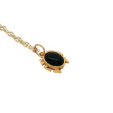 Collier doré scarabée onyx noire cabochon 42 cm