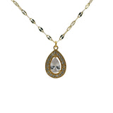 Collier doré et pendentif en forme de goutte avec des zircons 50cm