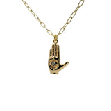 Collier doré main de Fatma oeil et zircon 50 cm