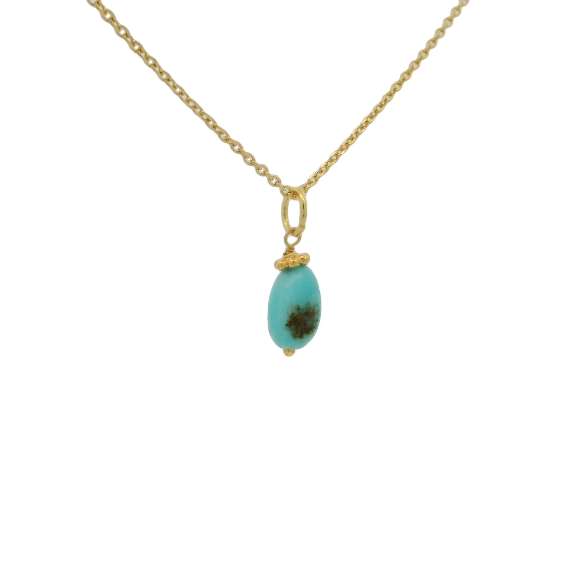 Collier doré turquoise couronne dorée 42 cm