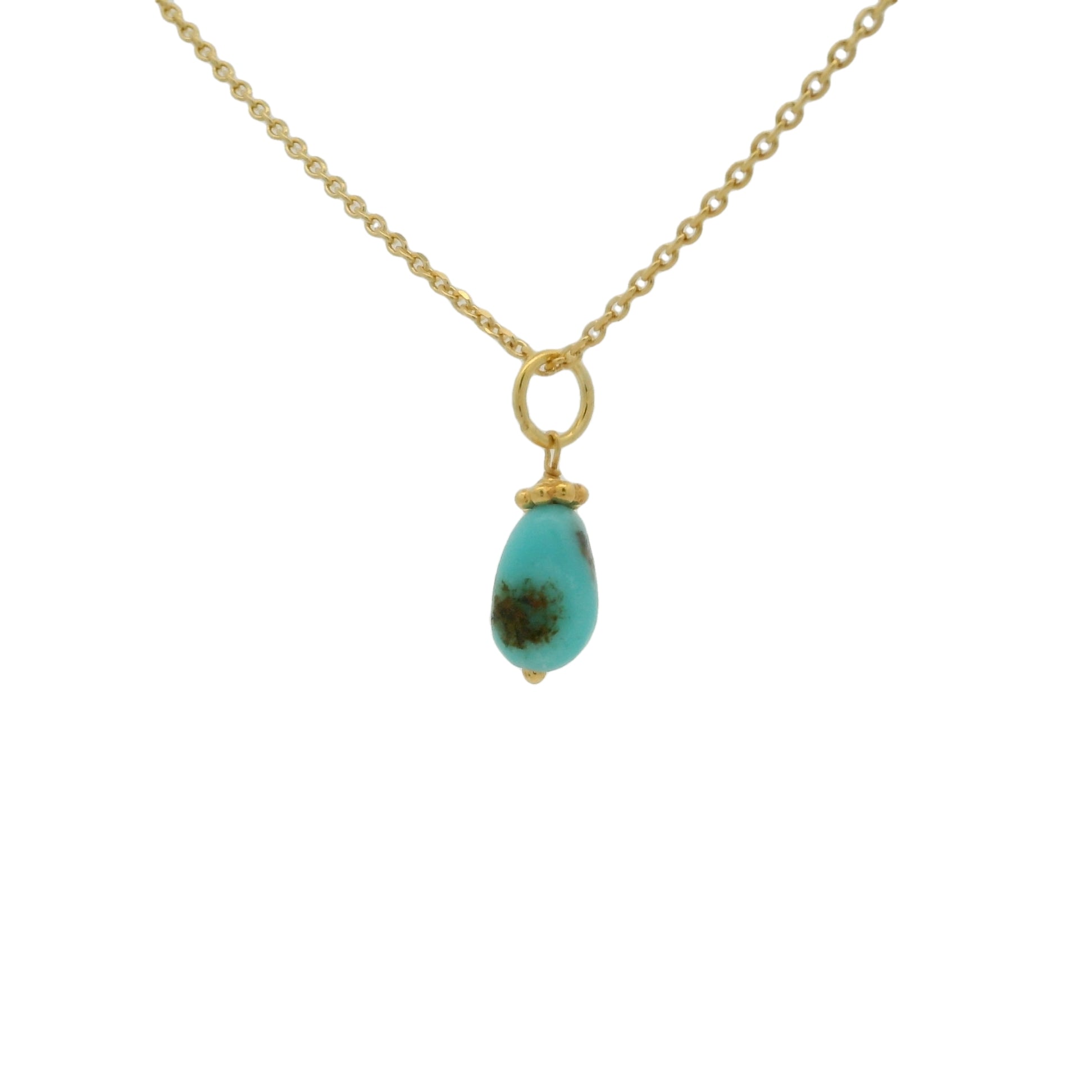 Collier doré turquoise couronne dorée 42 cm