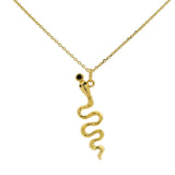 Hammered snake and zircon gold necklace