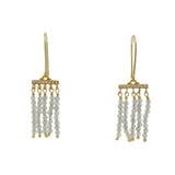 Boucles d'oreilles dorées cascade en labradorite et zircons blancs