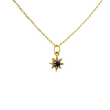 Gold necklace with star pendant, stone and zircons