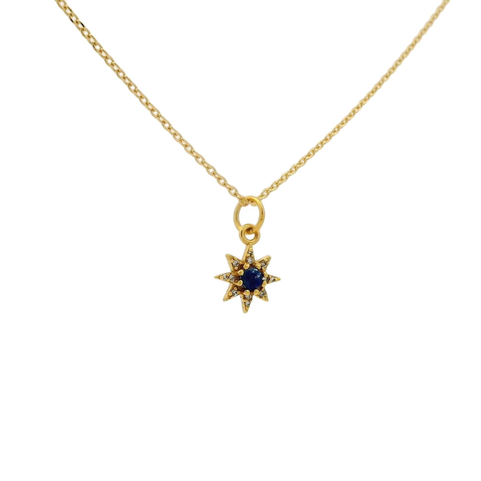 Collier doré petite étoile lapis lazulis et zircons blancs 42 cm