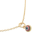 Small golden red blown glass eye necklace