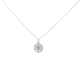 Collier argent 925 médaille étoile de David avec zircons 42 cm