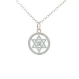 Collier argent 925 médaille étoile de David avec zircons 42 cm