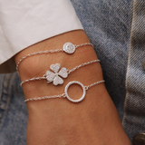 Bracelet argent 925 petite médaille ronde et zircons