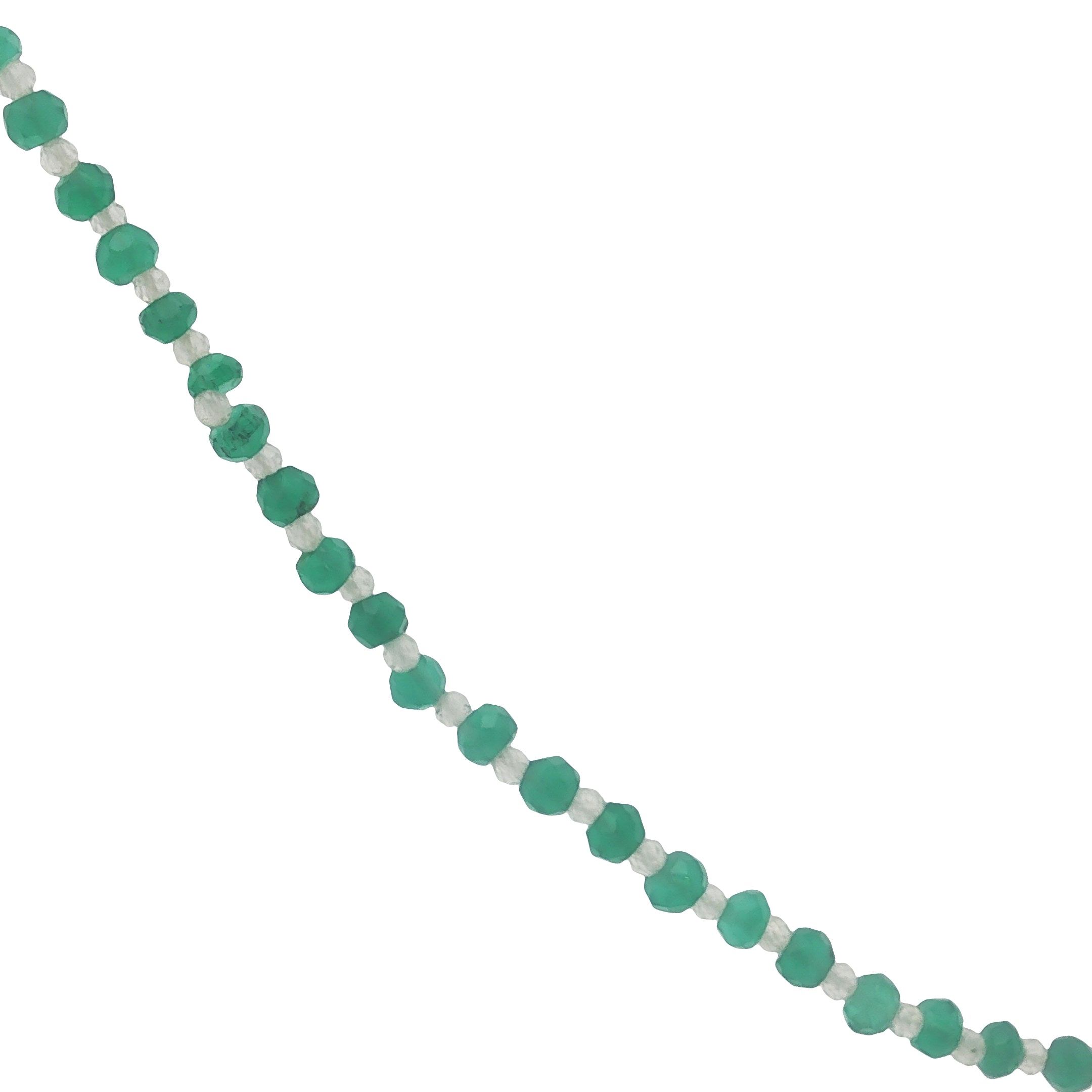 Collier doré alternance d'onyx verte et pierre de lune 42 cm