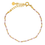 Bracelet doré en tourmaline rose et disques dorés