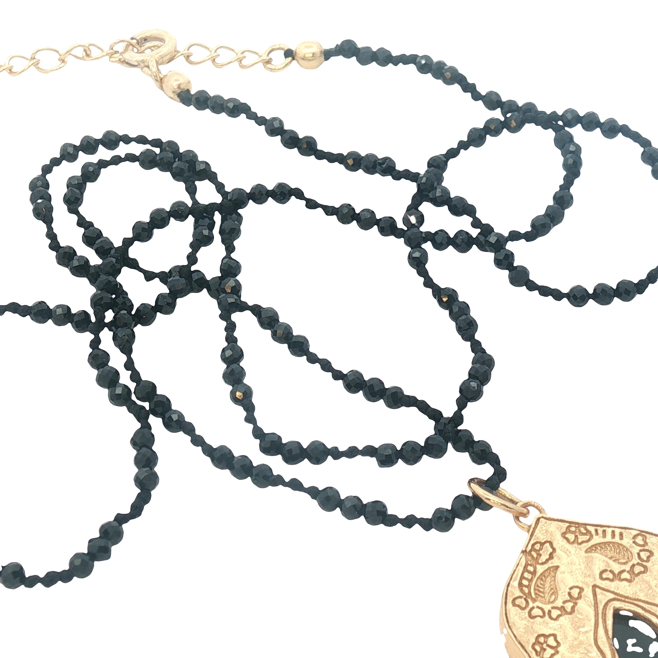 Collier doré porte Taj Mahal onyx noire 60 cm