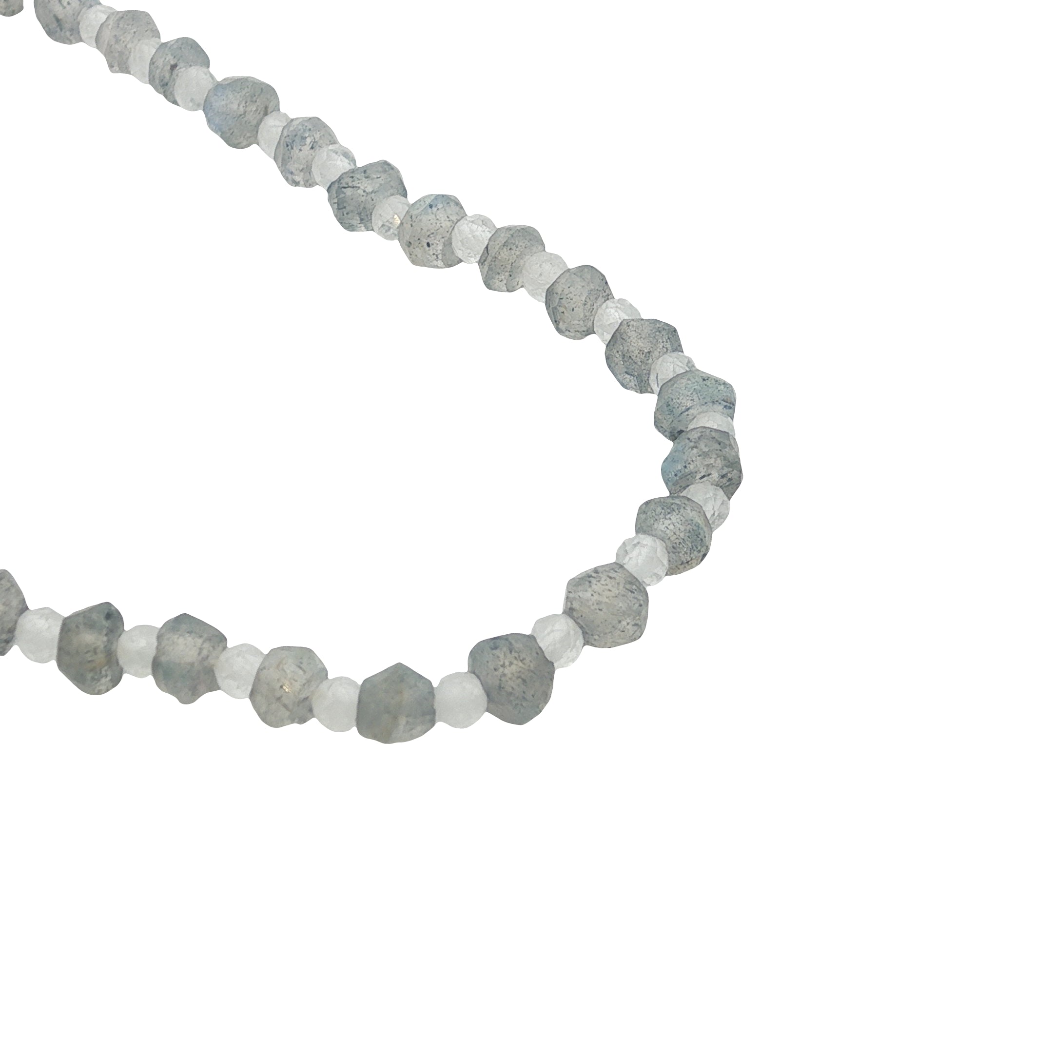 Collier doré alternance de labradorite et pierre de lune 42 cm