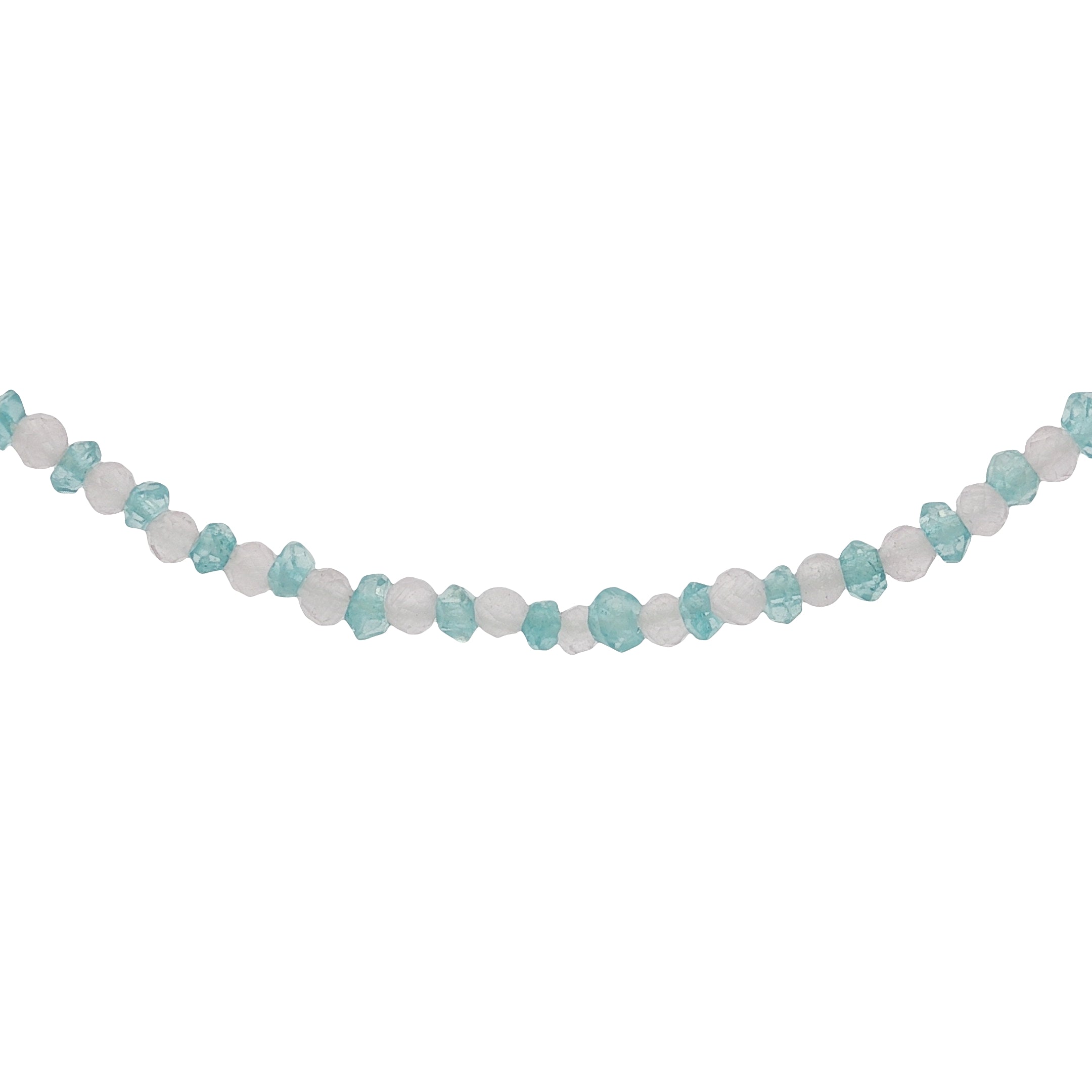 Collier doré alternance d'apatite et quartz rose 42 cm