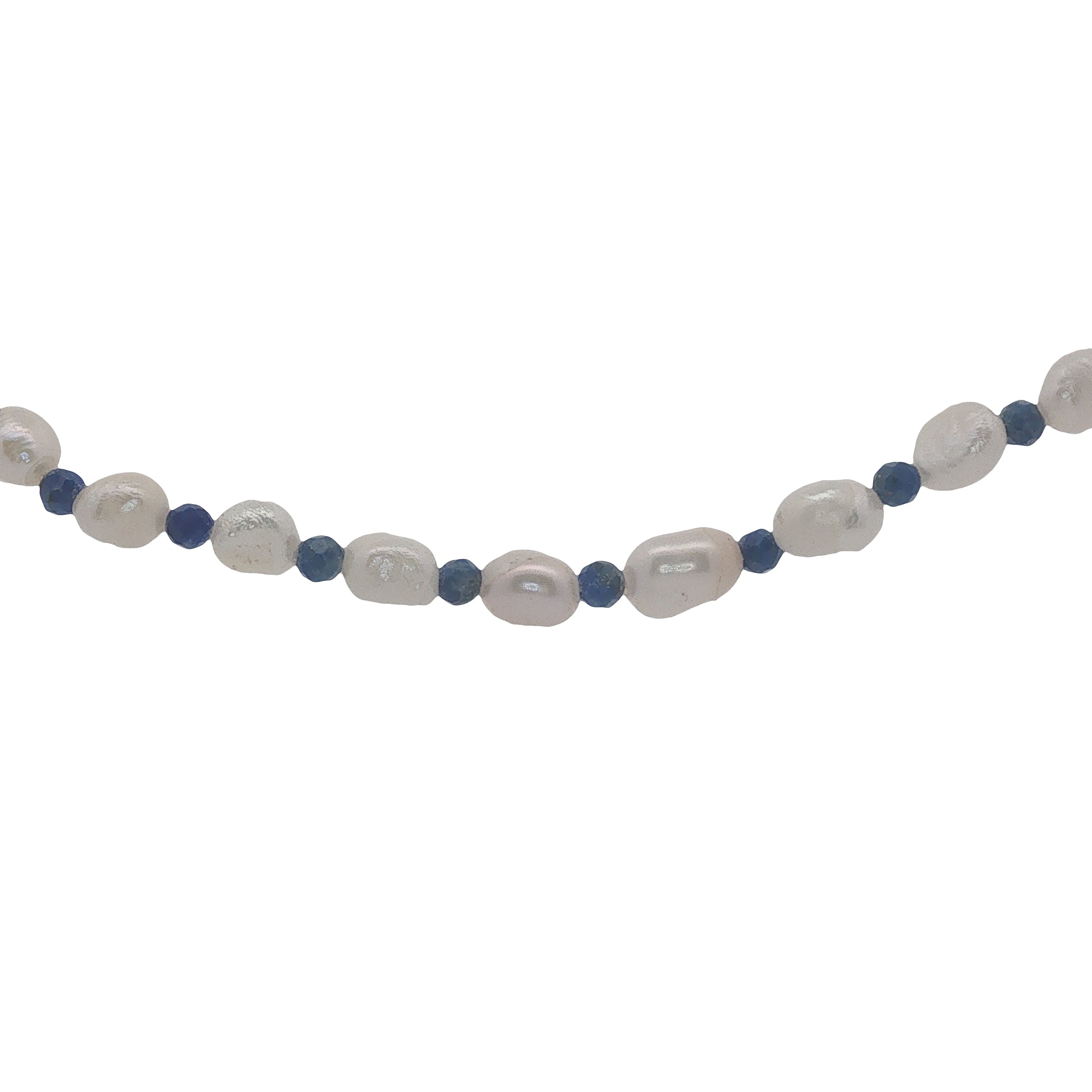Collier doré perles de culture et lapis lazuli 42 cm