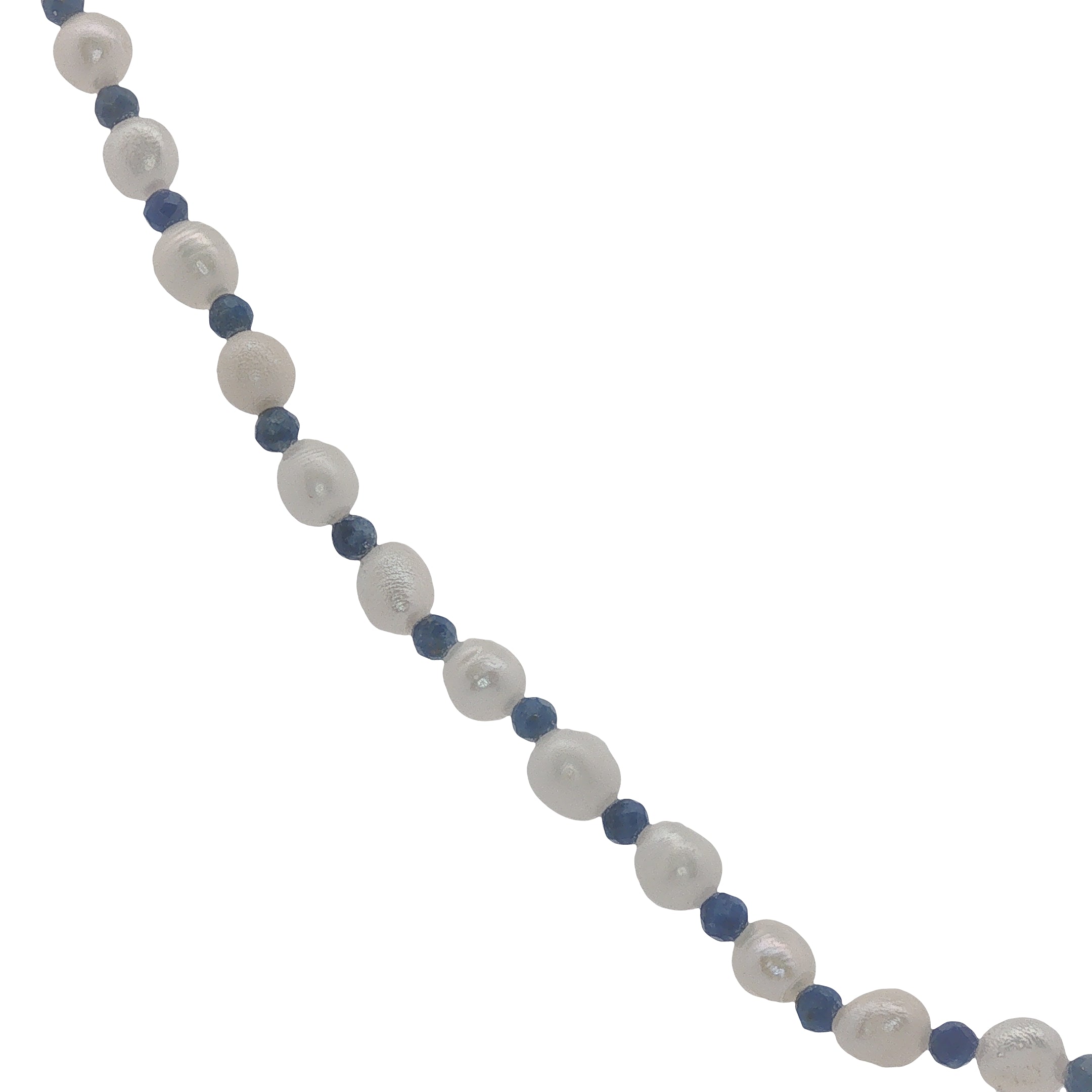 Collier doré perles de culture et lapis lazuli 42 cm