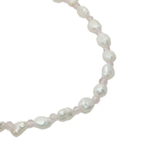 Collier doré perles de culture et quartz rose 42 cm
