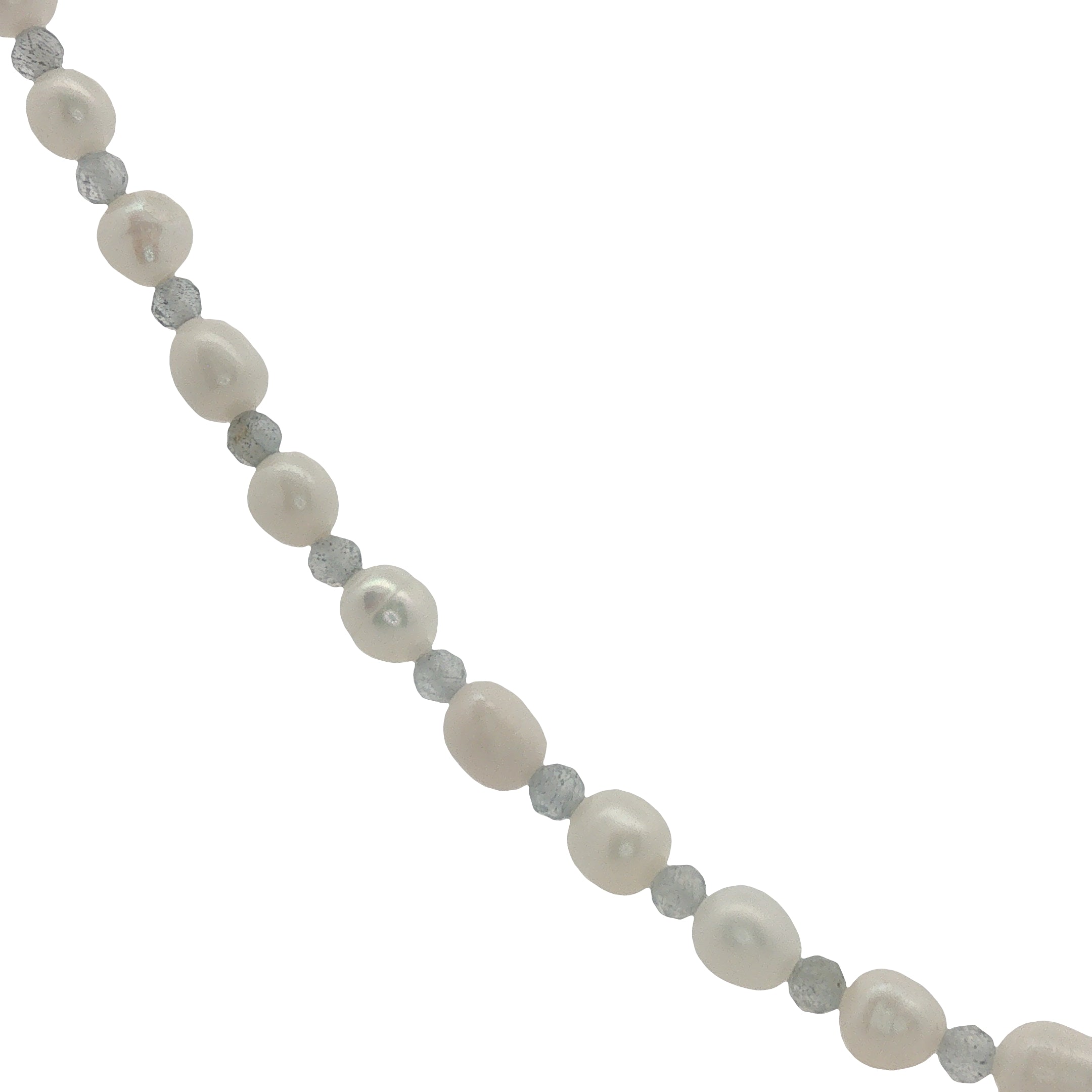 Collier doré perles de culture et labradorite 42 cm