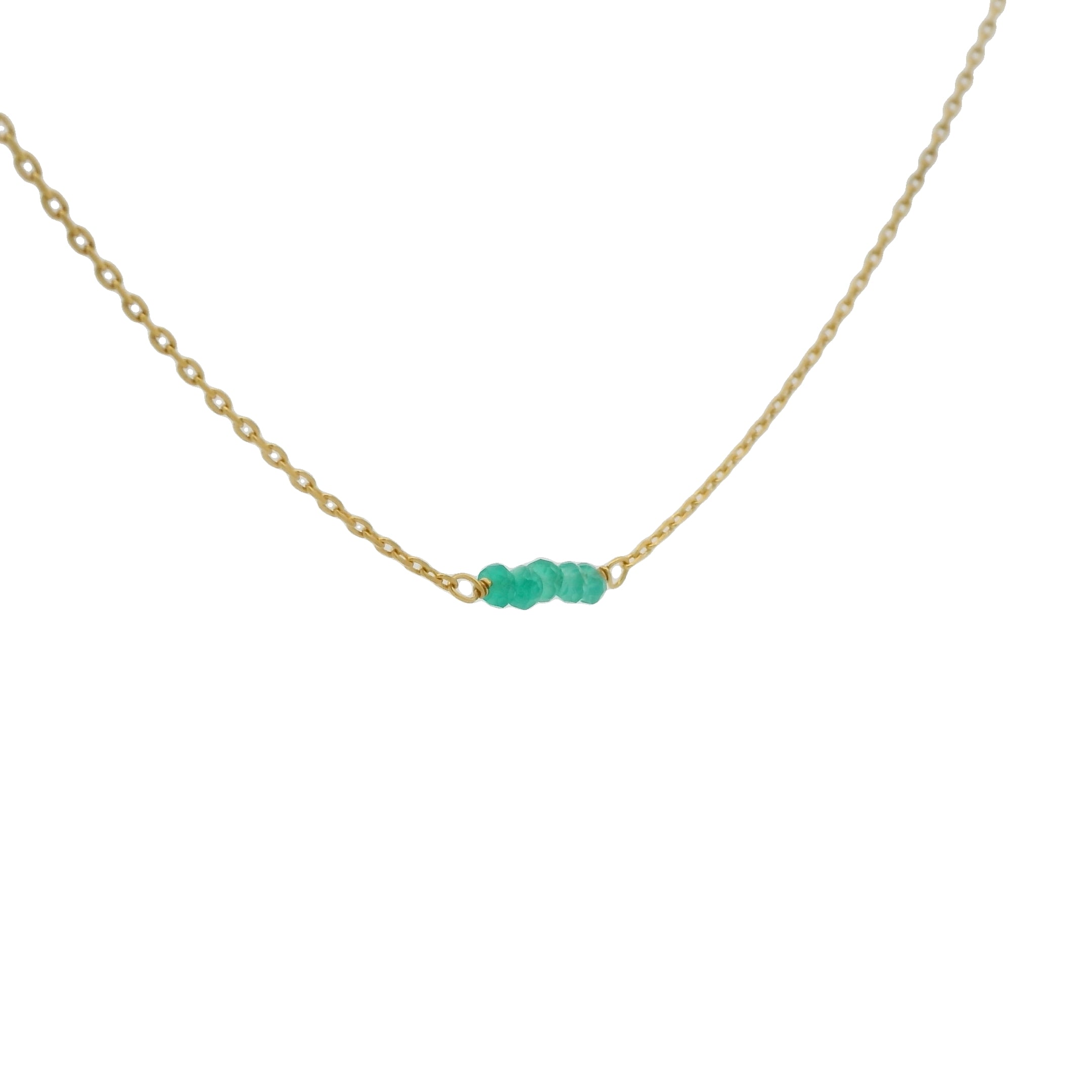 Collier doré avec onyx verte 40 cm