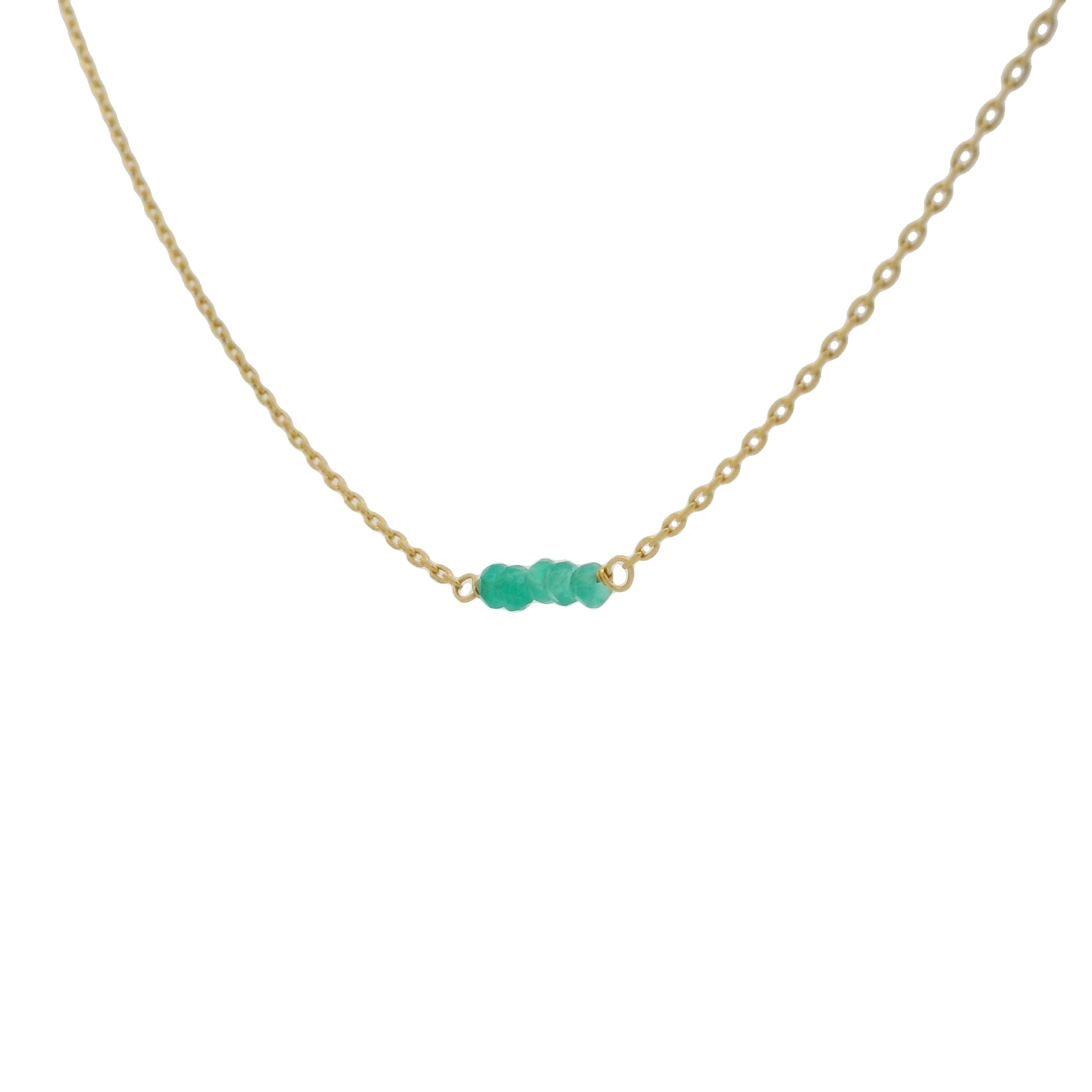 Collier doré avec onyx verte 40 cm