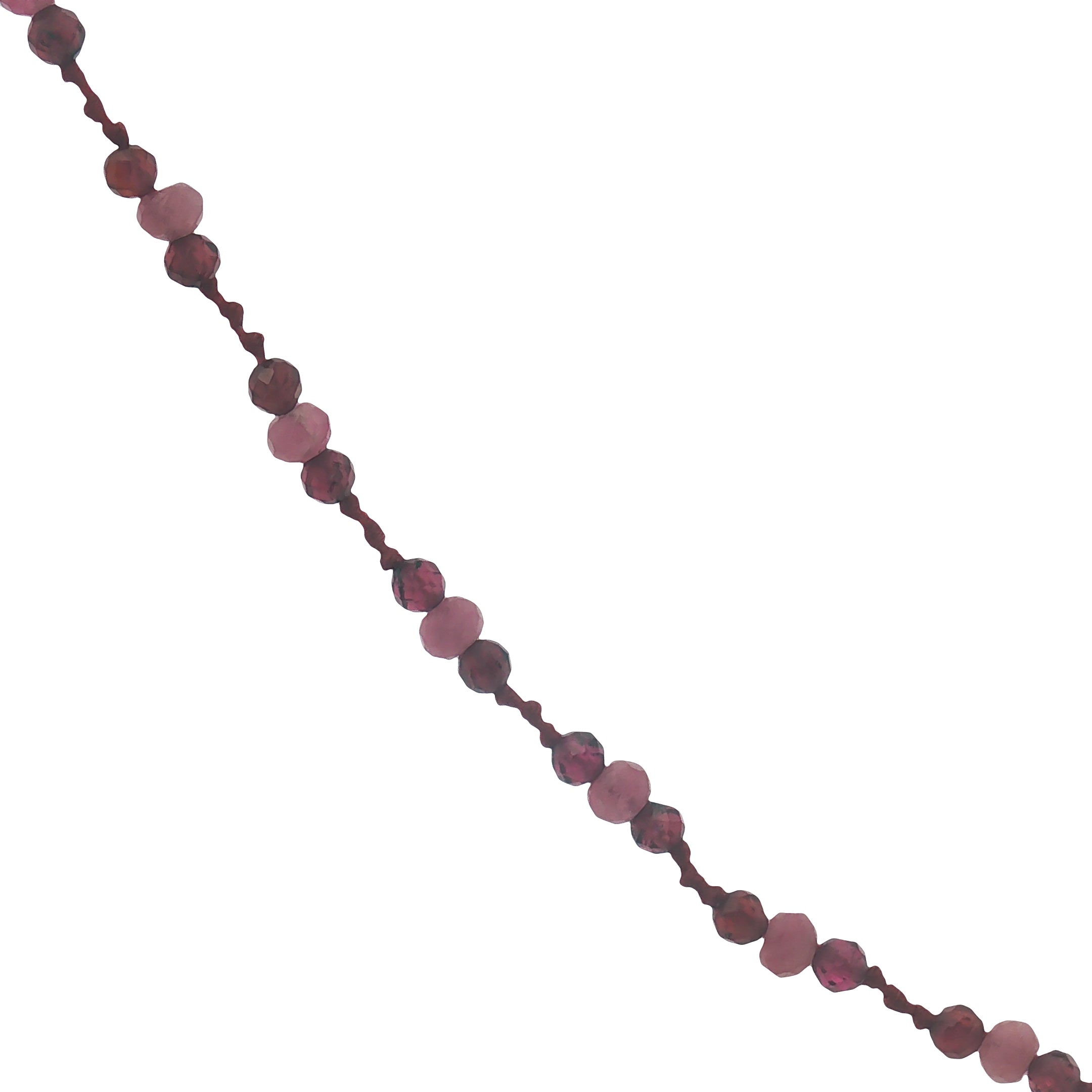 Collier doré avec grenat, tourmaline et noeuds bordeaux 42 cm