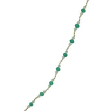 Collier doré prehnite et onyx verte alternées sur fil vert 42 cm