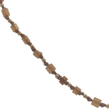 Collier doré perles en tubes marron et perles dorées  42 cm