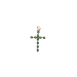 Charms doré croix fine en onyx verte