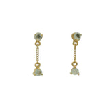 Gold earrings with stone and chain